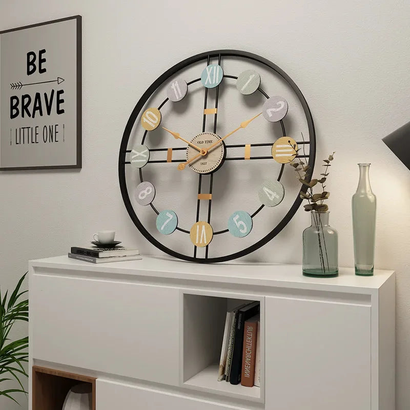 Horloge Murale Design 3D Métal avec Chiffres Romains pour Intérieur 5