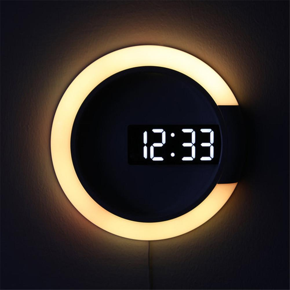 Horloge Murale LED Moderne avec Éclairage Annulaire 1