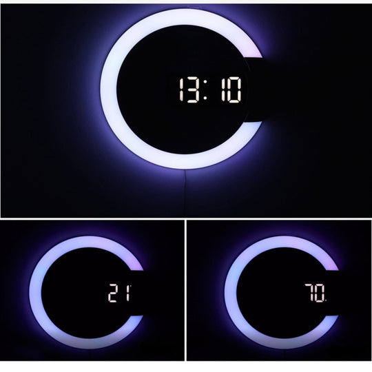 Horloge Murale LED Moderne avec Éclairage Annulaire 2
