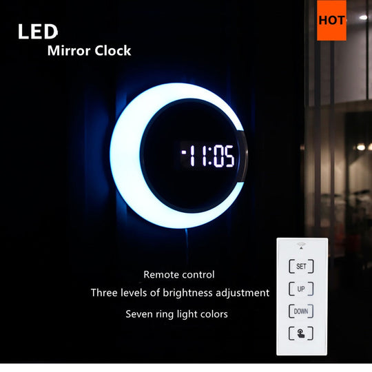 Horloge Murale LED Moderne avec Éclairage Annulaire 3