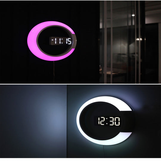 Horloge Murale LED Moderne avec Éclairage Annulaire 5