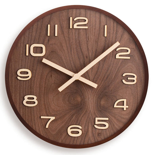 Horloge Murale Moderne en Bois de Noyer 0