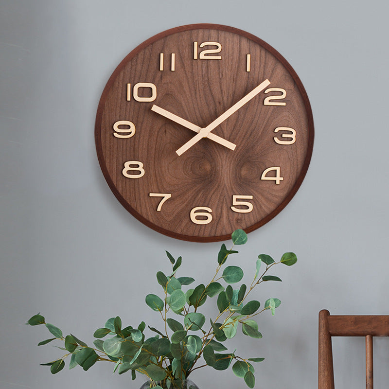 Horloge Murale Moderne en Bois de Noyer 1
