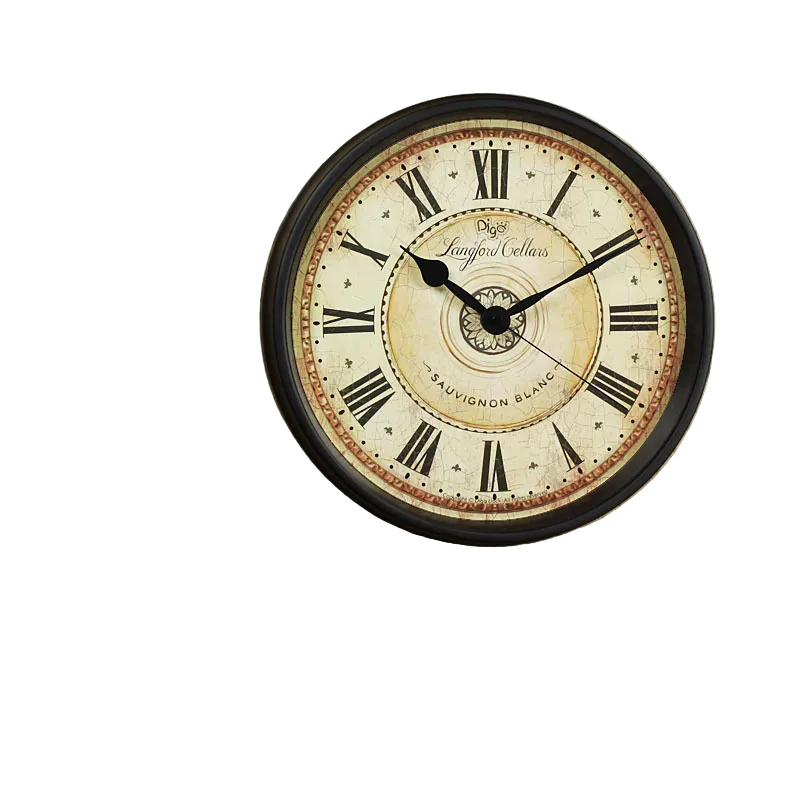 Horloge Murale Rétro en Métal avec Chiffres Romains 0