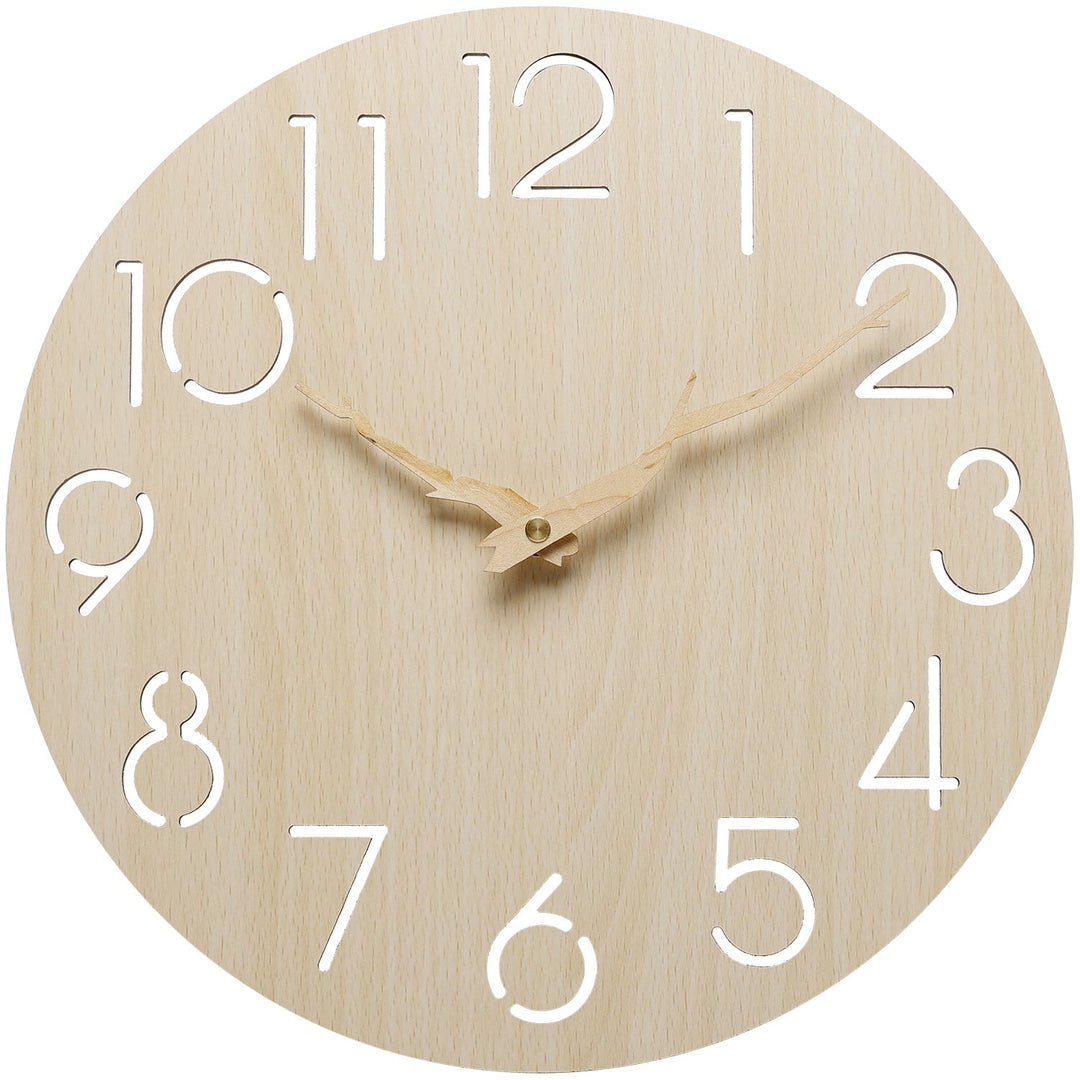 Horloge Murale en Bois Naturel Minimaliste pour Intérieur 0