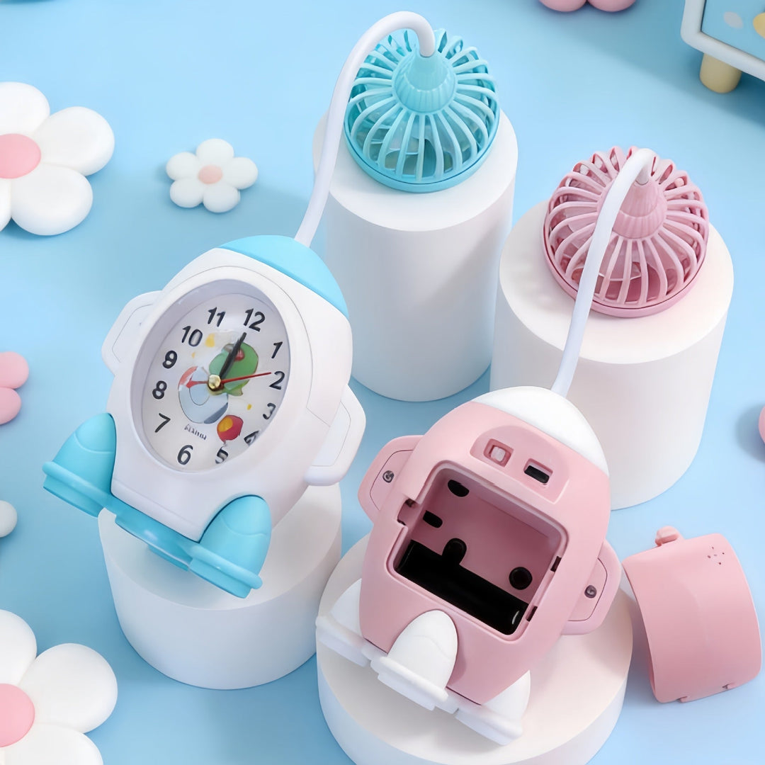 Horloge de Bureau Multifonctionnelle avec Ventilateur Moderne 1
