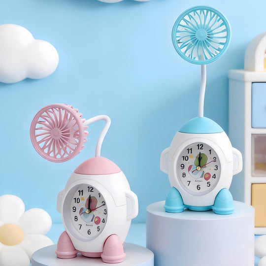 Horloge de Bureau Multifonctionnelle avec Ventilateur Moderne 3