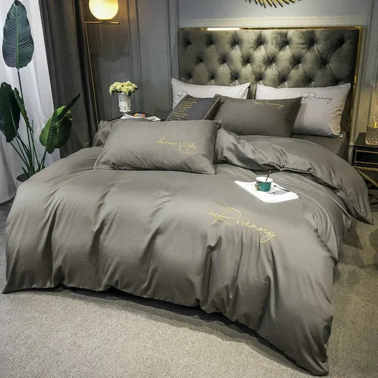 Housse de Couette 220x240 Brodée Luxe pour Chambre 10