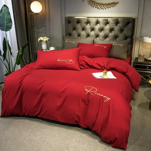 Housse de Couette 220x240 Brodée Luxe pour Chambre 12