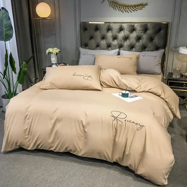 Housse de Couette 220x240 Brodée Luxe pour Chambre 14