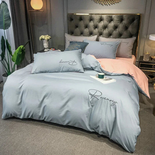 Housse de Couette 220x240 Brodée Luxe pour Chambre 5