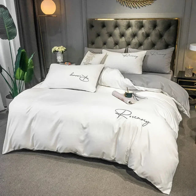 Housse de Couette 220x240 Brodée Luxe pour Chambre 6