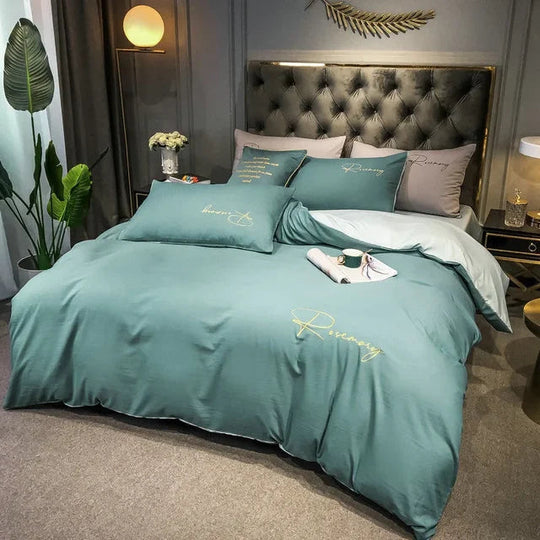 Housse de Couette 220x240 Brodée Luxe pour Chambre 7