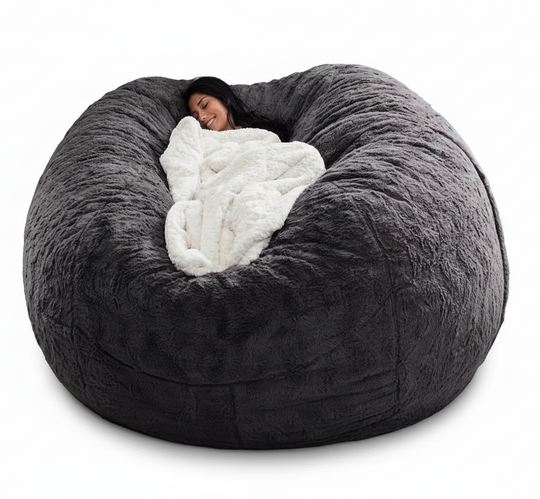 Housse de Pouf Géante en Fausse Fourrure Moelleuse 0