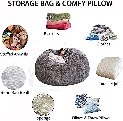 Housse de Pouf Géante en Fausse Fourrure Moelleuse 1