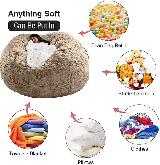 Housse de Pouf Géante en Fausse Fourrure Moelleuse 2