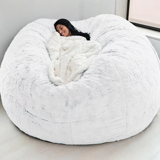 Housse de Pouf Géante en Fausse Fourrure Moelleuse 4