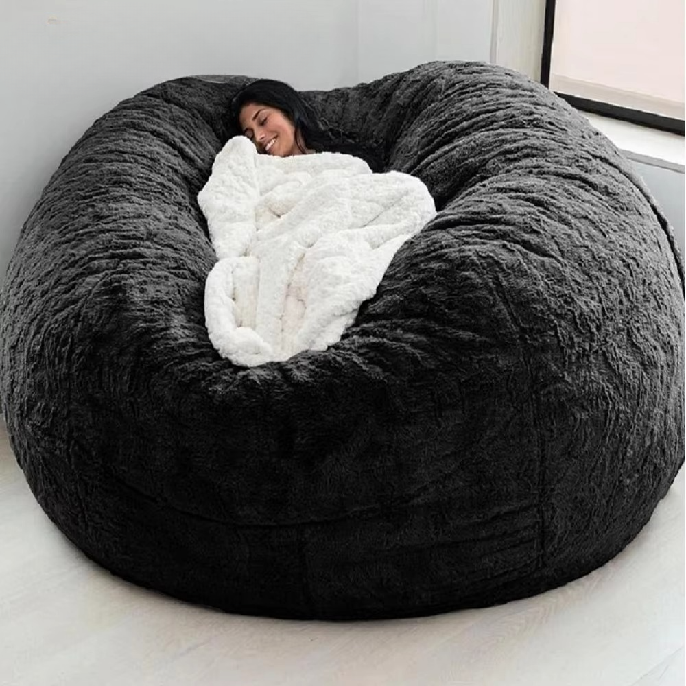 Housse de Pouf Géante en Fausse Fourrure Moelleuse 5