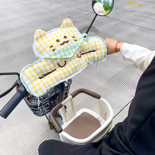 Housse de guidon pour trottinette électrique avec poignées chauffantes et motif chat 3