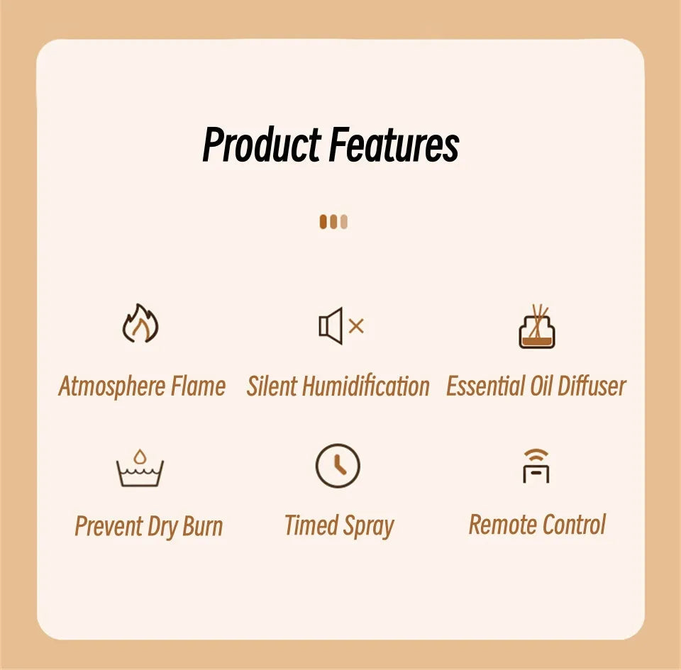 Humidificateur d'Aromathérapie à Ultrasons avec Flamme Simulée 7