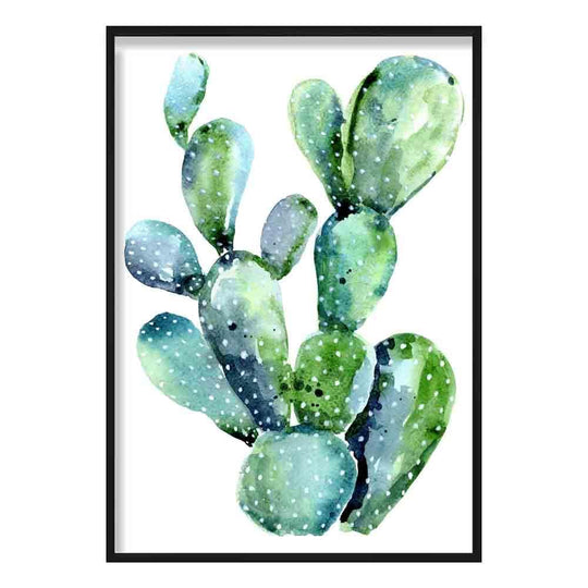 Impression Cactus Aquarelle Vert Bleu 0