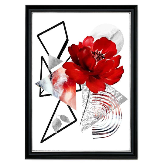 Impression D'Art Mural Abstrait Géométrique Noir Et Rouge 2