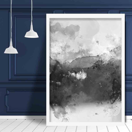 Impression d'Art Montagnes Aquarelles Noires et Jaunes 2