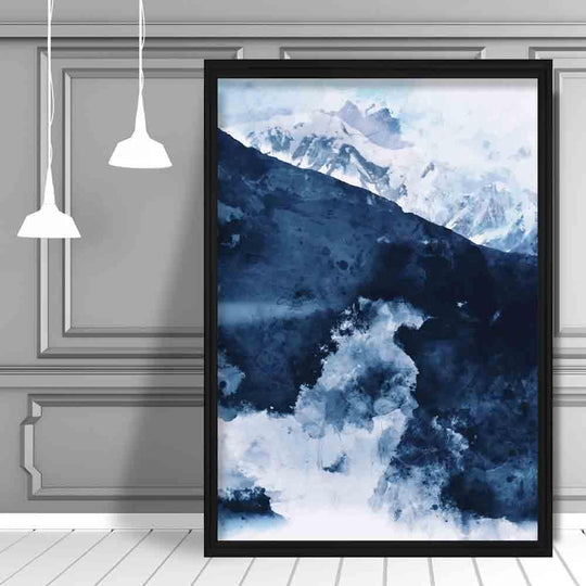 Impression d'art Montagne Abstraite Bleue 1