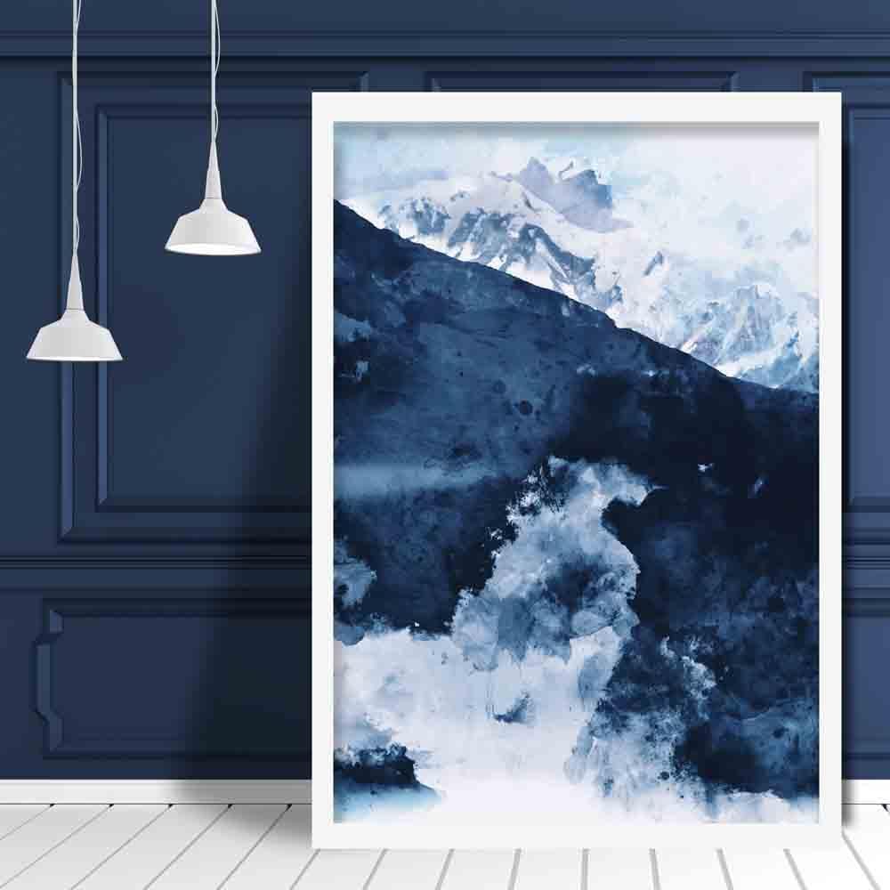 Impression d'art Montagne Abstraite Bleue 2