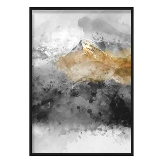Impression d'art Montagnes Aquarelles Noires et Jaunes 0