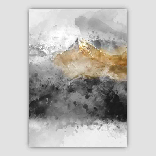 Impression d'art Montagnes Aquarelles Noires et Jaunes 3