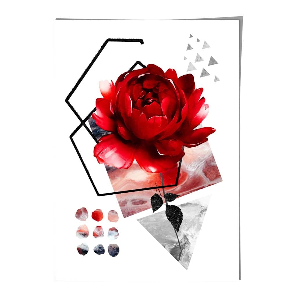 Impression d'art mural abstrait noir et rouge 2