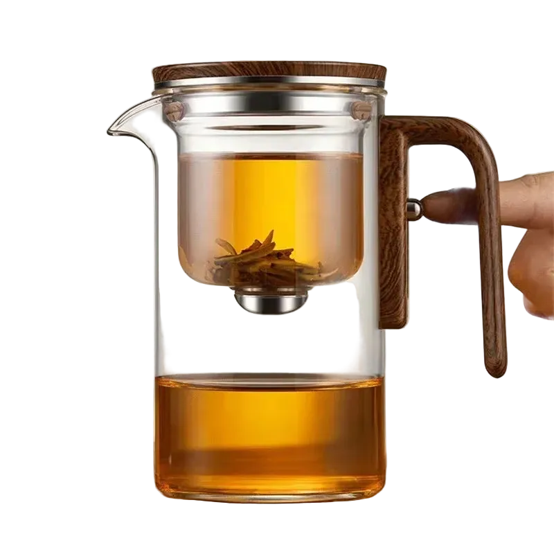 Infuseur à Thé en Verre avec Poignée en Bois Pratique 520 ml ou 720 ml 0