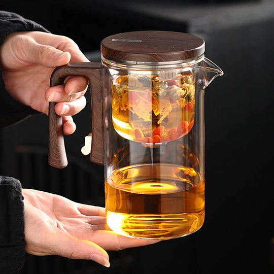 Infuseur à Thé en Verre avec Poignée en Bois Pratique 520 ml ou 720 ml 3