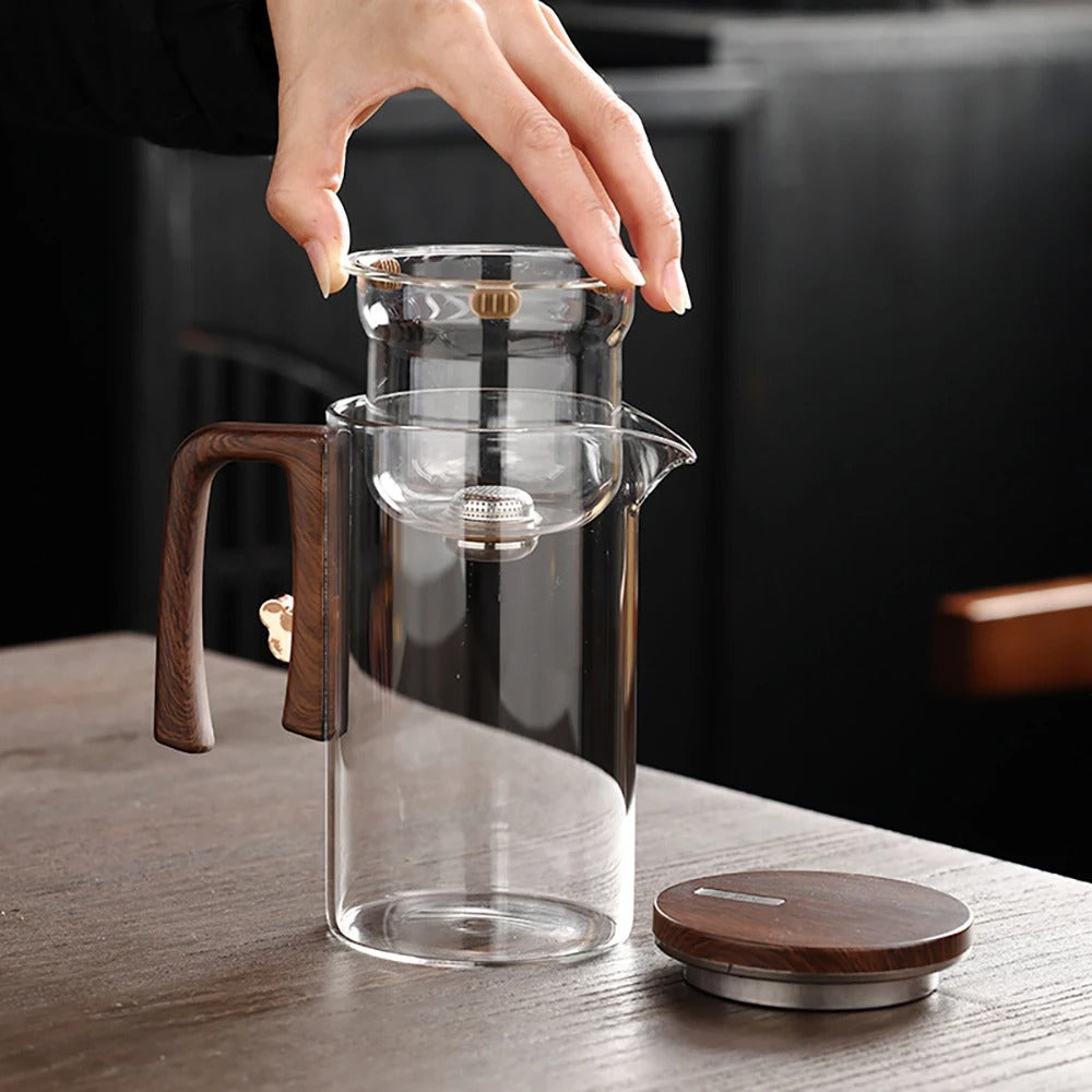 Infuseur à Thé en Verre avec Poignée en Bois Pratique 520 ml ou 720 ml 4