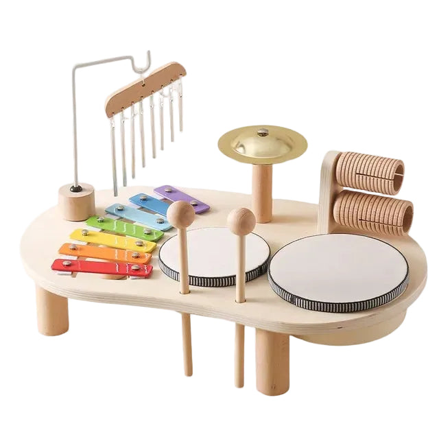 Instrument de Musique Bébé Station Musicale Créative avec Xylophone et Batterie 0
