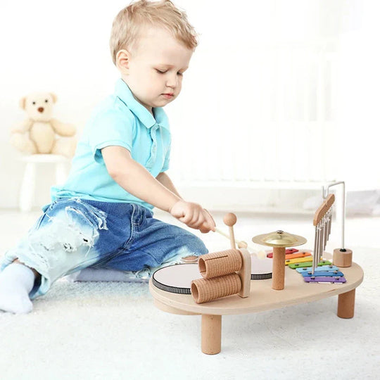 Instrument de Musique Bébé Station Musicale Créative avec Xylophone et Batterie 1