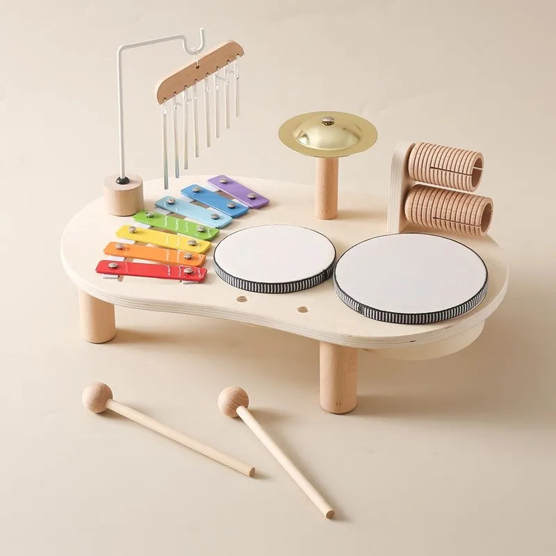 Instrument de Musique Bébé Station Musicale Créative avec Xylophone et Batterie 6
