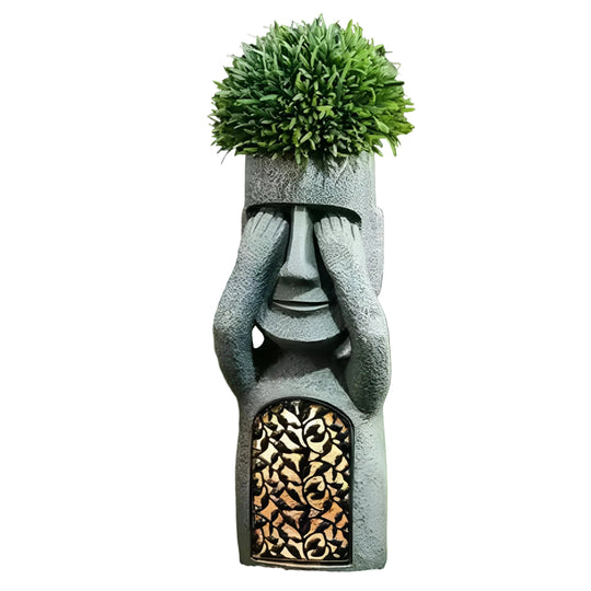 Jardinière Exterieur Solaire LED en Forme de Visage Artistique pour Balcon et Jardin 0