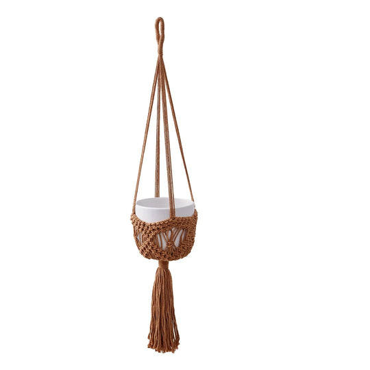 Jardinière Suspendue Macramé Style Bohème pour Intérieur et Extérieur 0