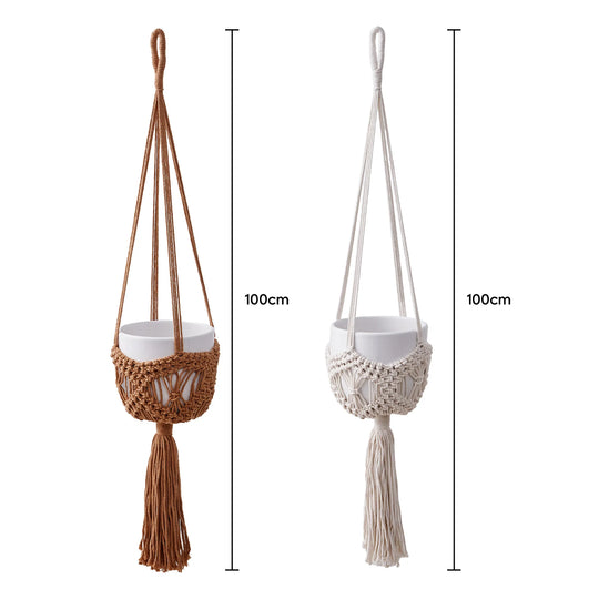 Jardinière Suspendue Macramé Style Bohème pour Intérieur et Extérieur 2