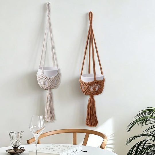 Jardinière Suspendue Macramé Style Bohème pour Intérieur et Extérieur 3