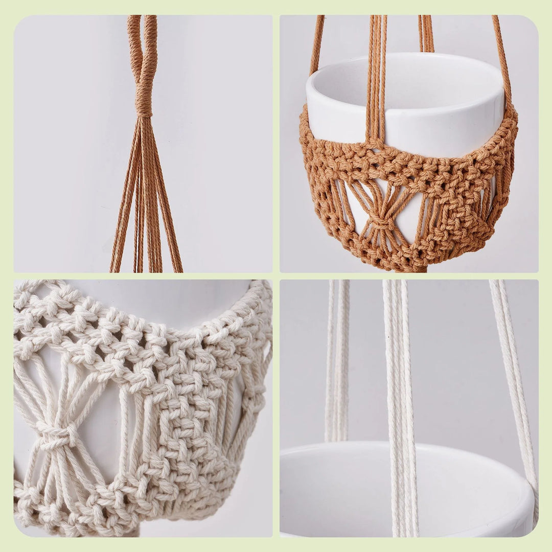 Jardinière Suspendue Macramé Style Bohème pour Intérieur et Extérieur 4