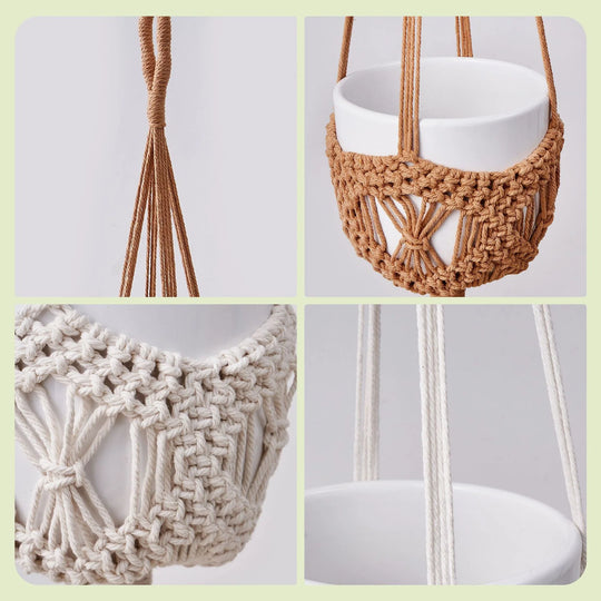 Jardinière Suspendue Macramé Style Bohème pour Intérieur et Extérieur 4
