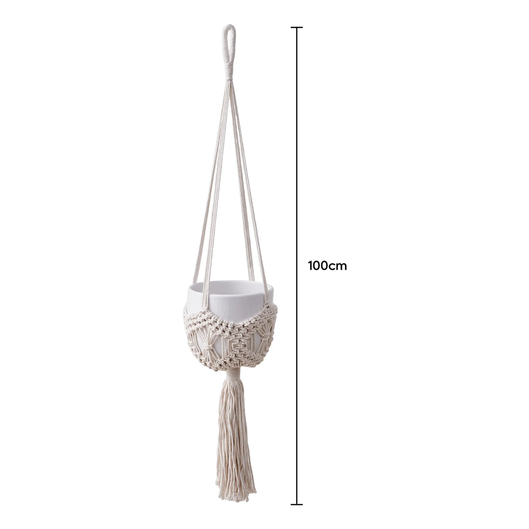 Jardinière Suspendue Macramé Style Bohème pour Intérieur et Extérieur 6
