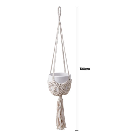 Jardinière Suspendue Macramé Style Bohème pour Intérieur et Extérieur 6