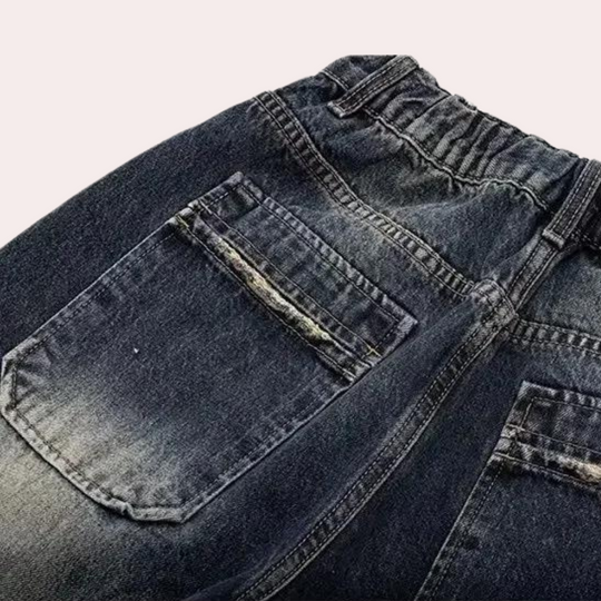 Jean Femme Baggy Décontracté avec Détails Effilochés et Taille Ajustable 4