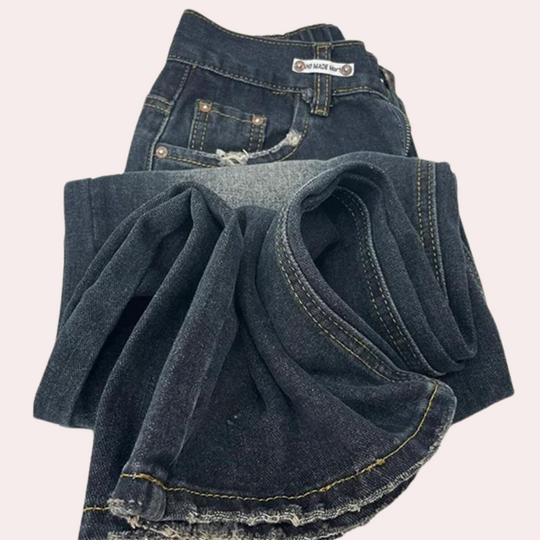 Jean Femme Baggy Décontracté avec Détails Effilochés et Taille Ajustable 5