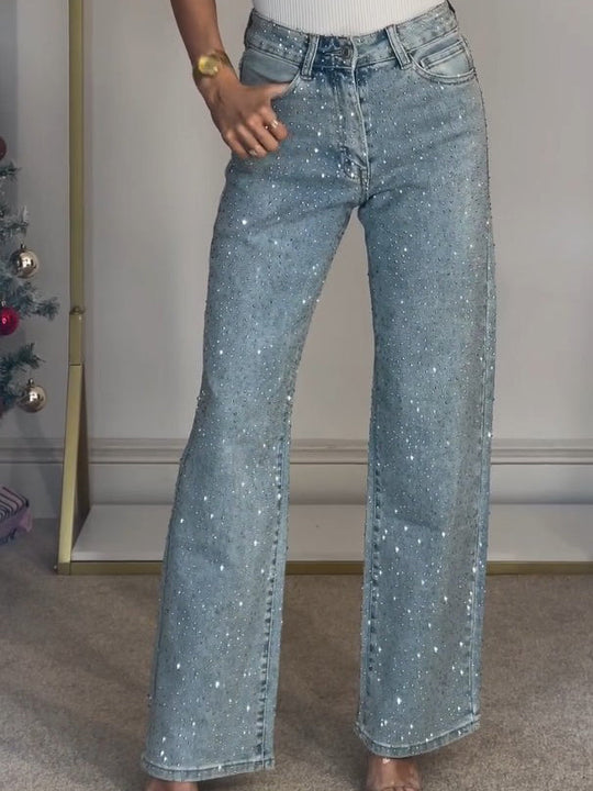 Jean Femme Taille Haute Scintillant 1