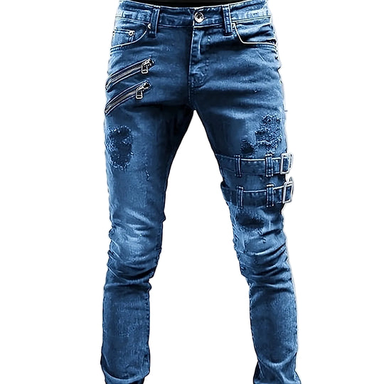 Jean Homme Style Moderne Avec Boucles Et Fermetures Éclair 0